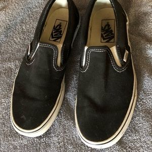 Vans Classic canvas black slip ons; Men 6.5 (Women 8)